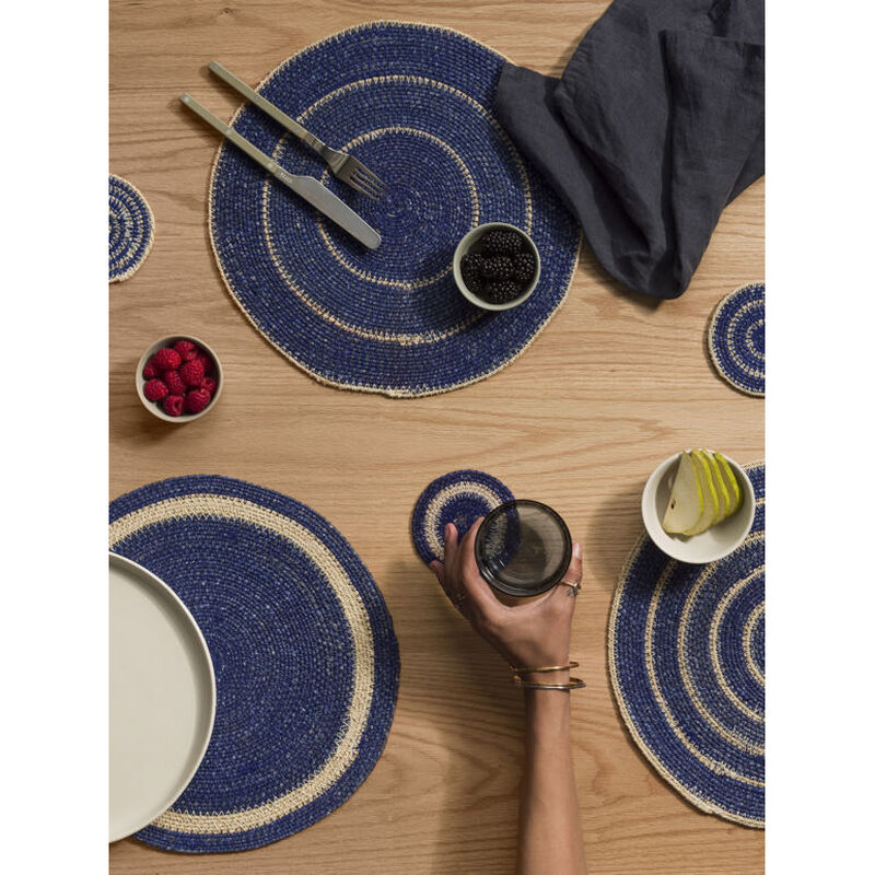 Citt&agrave; Agora Woven Placemat S/4 Cobalt/Natural 34cmdia image number 3