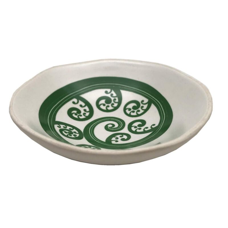 Jo Luping Green Fern Frond On White 7cm Bowl image number 1