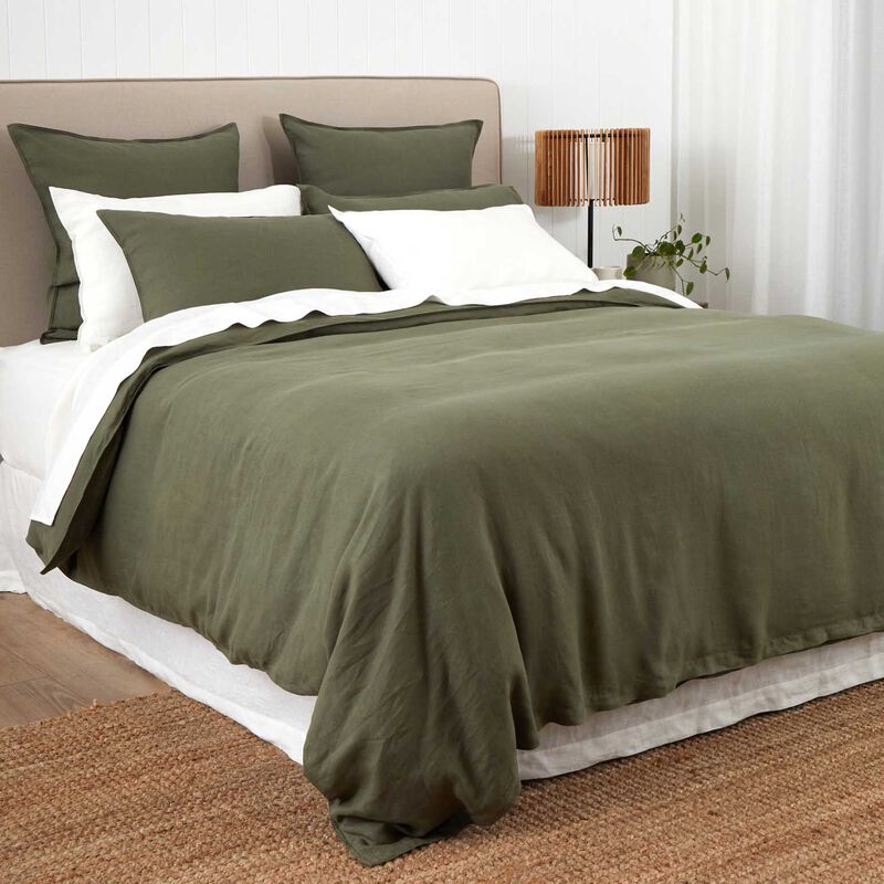 Wallace Cotton Olive Loft Linen Duvet Set image number 2
