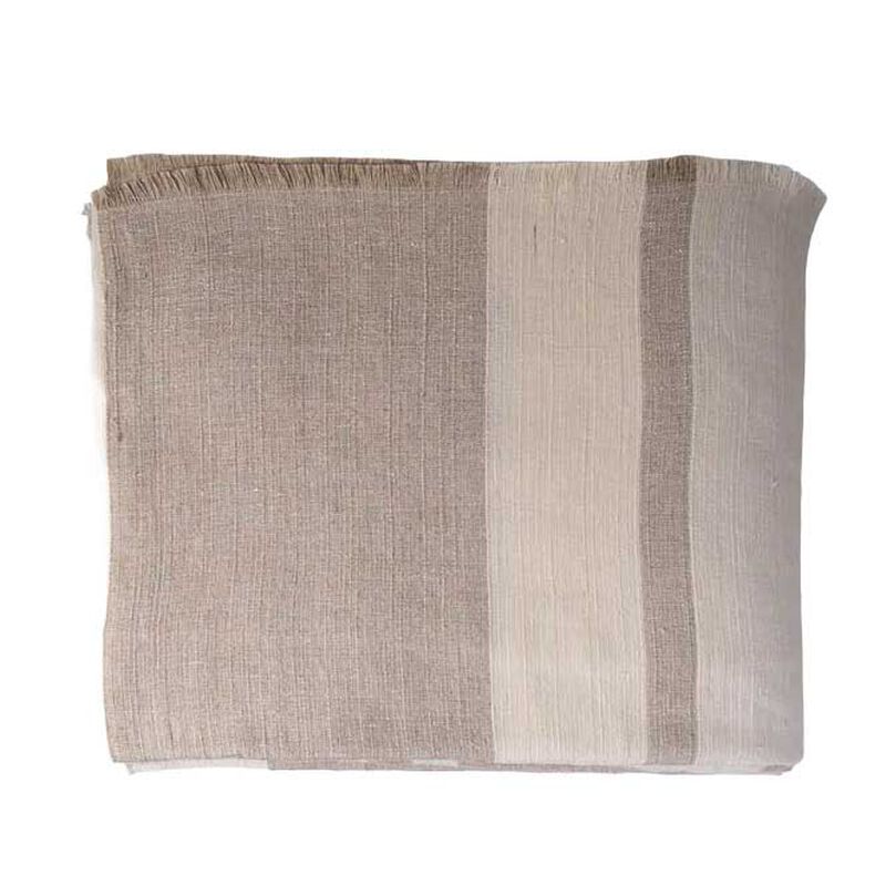 French Country Stripe Linen Tablecloth  Stone Small image number 0