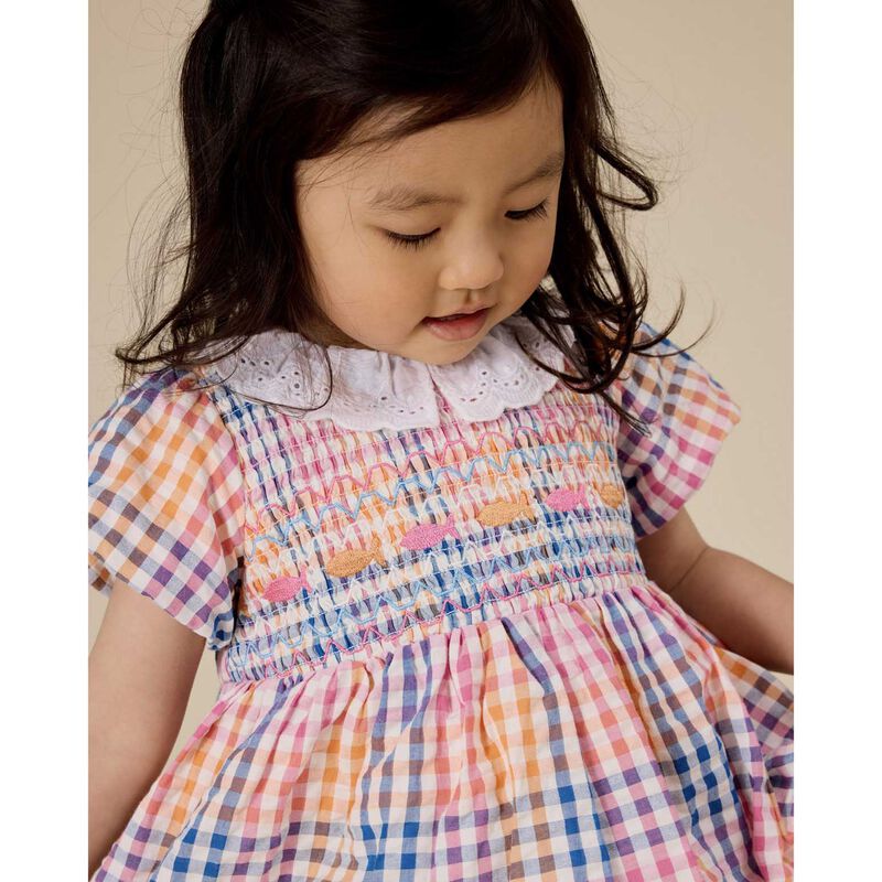 Goldie + Ace Rainbow Gingham Flo Smocked Dress 3-5Y image number 2