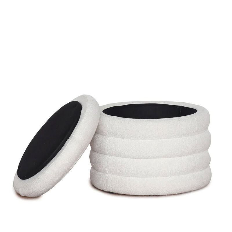 Boucle Roundie Storage Ottoman image number 1