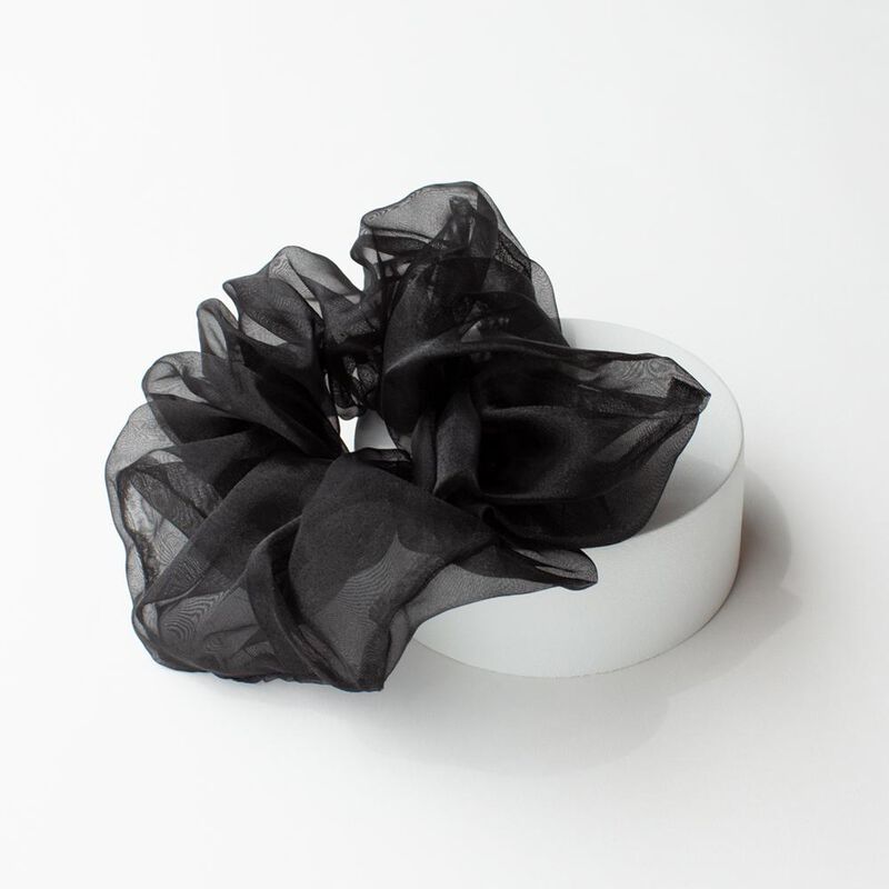 ADORN by mae Elastic Scrunchie Extra Large Organza Black image number 0