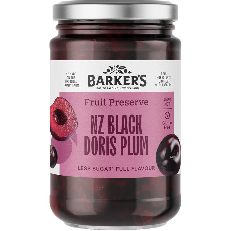 Barker's NZ Black Doris Plum Fruit Preserve 350g image number 0