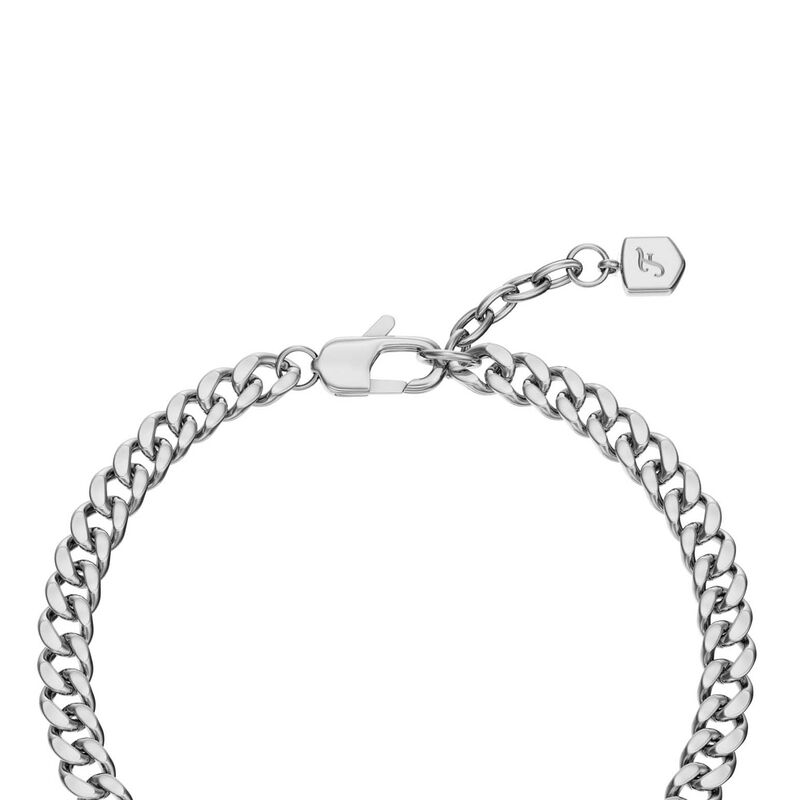 Fossil Sutton Silver-Tone Stainless Steel Heart Bracelet image number 2