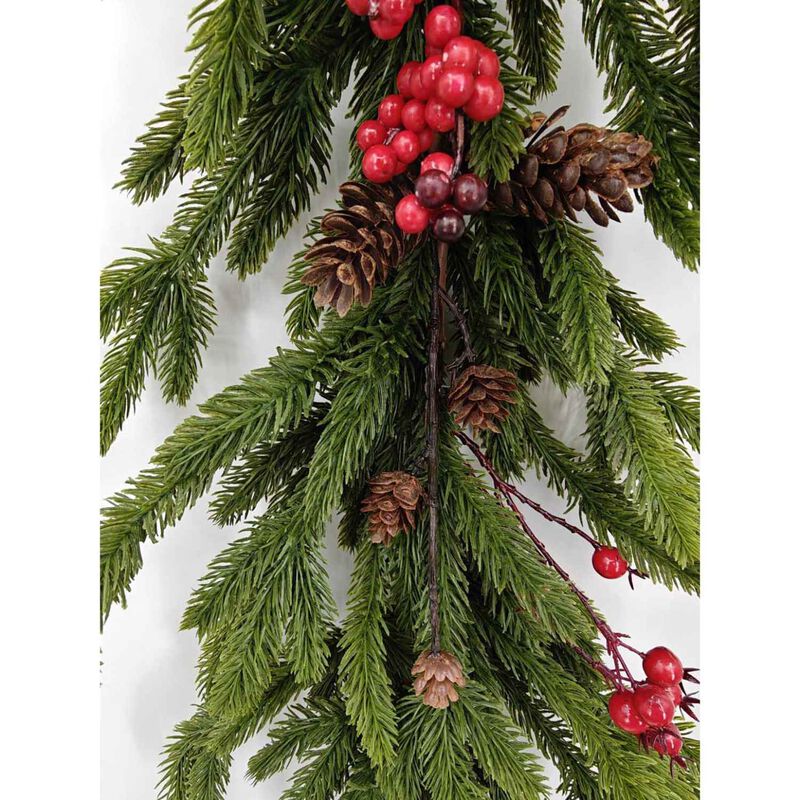 6' Real Touch Fraser Fir Garland With Red Berries image number 2