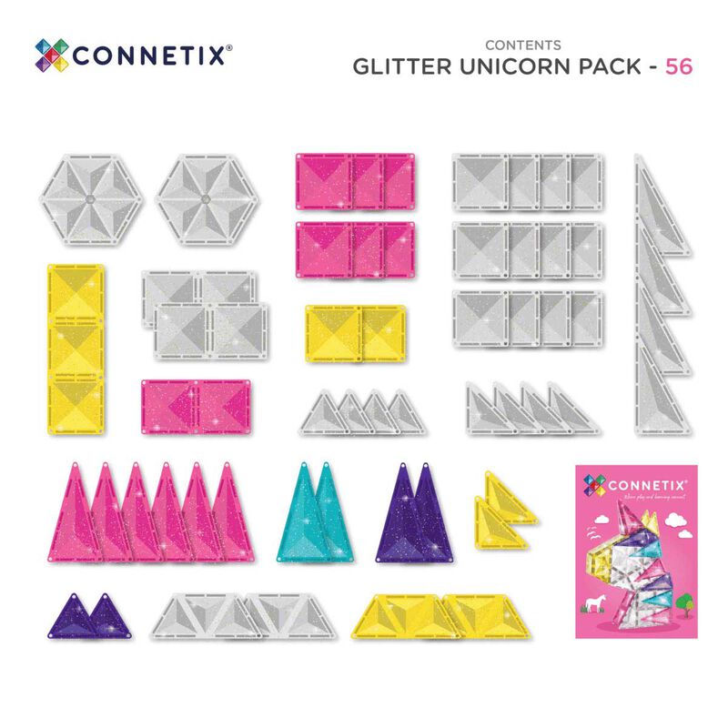 Connetix Tiles Glitter Unicorn Pack 56 Pieces image number 3