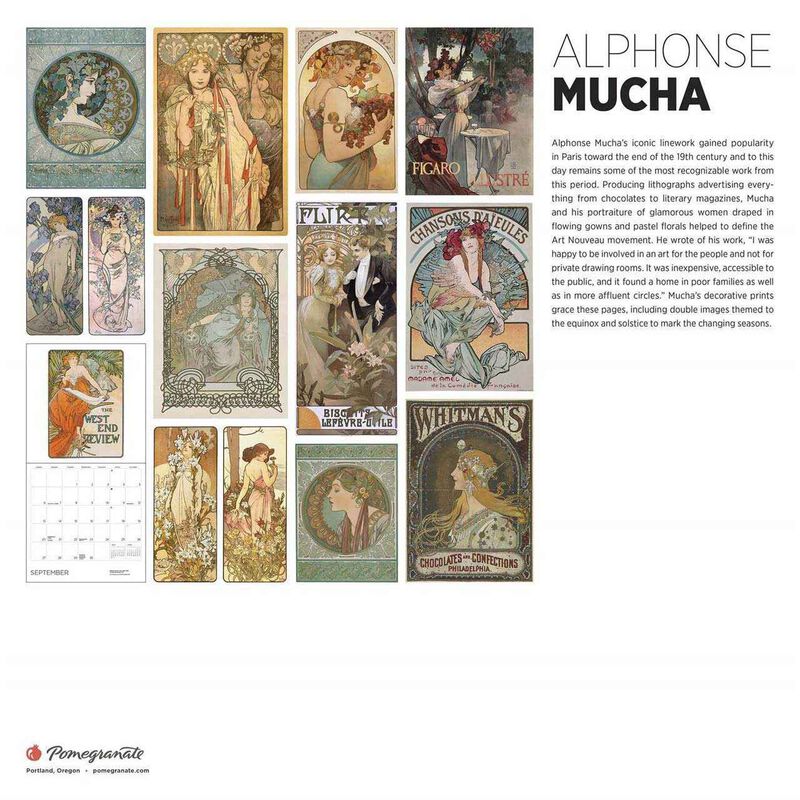 Pomegranate Alphonse Mucha 2026 Wall Calendar image number 2