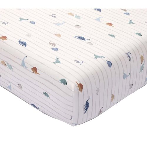 Pottery Barn Kids Organic Dillon Dino Stripe Crib Fitted Sheet