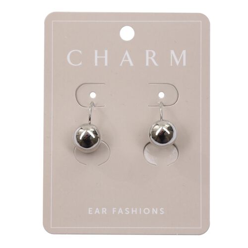 Charm Silver Polished Ball Drop