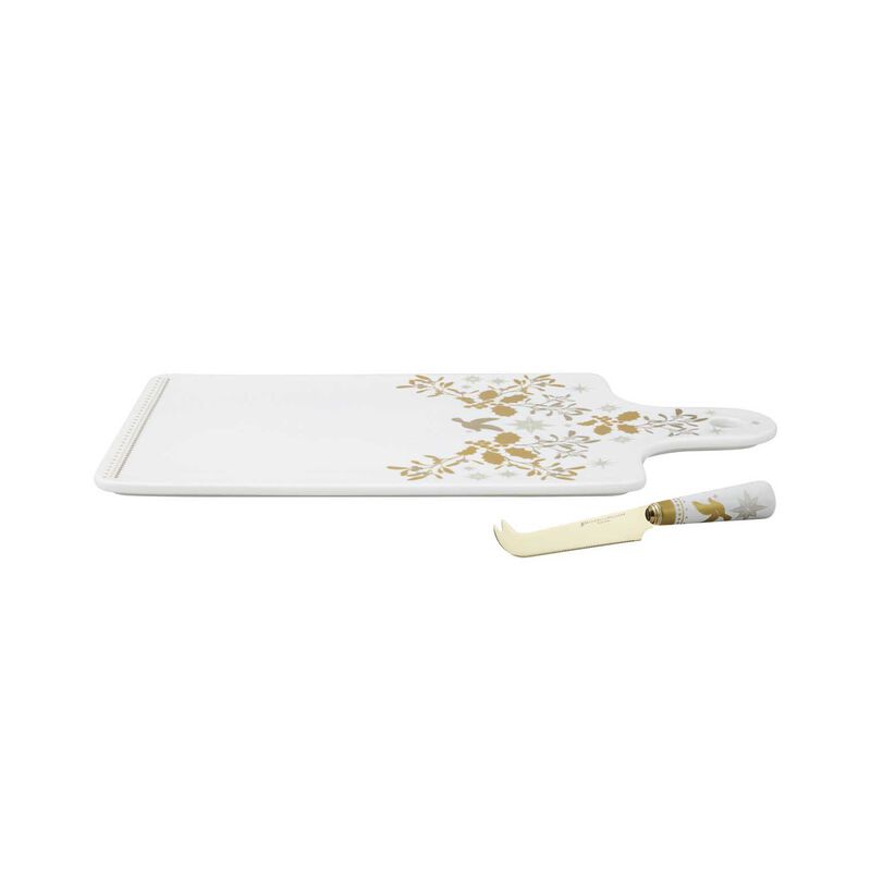 Maxwell & Williams White Christmas Cheese Paddle & Knife Set Gift Boxed image number 0