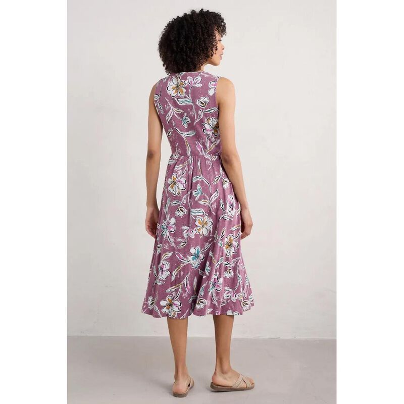 Seasalt Cornwall Shelter Bay Dress Linework Floral Heather image number 1