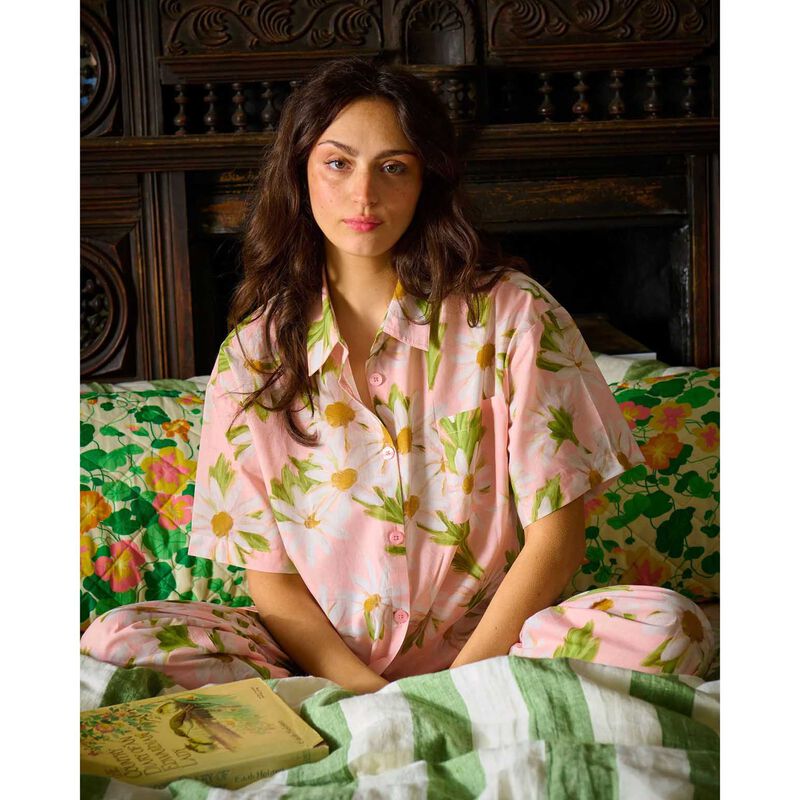 Kip&Co Sweet Daisy Adult Organic Cotton Short Sleeve Shirt & Pant PJ Set image number 2