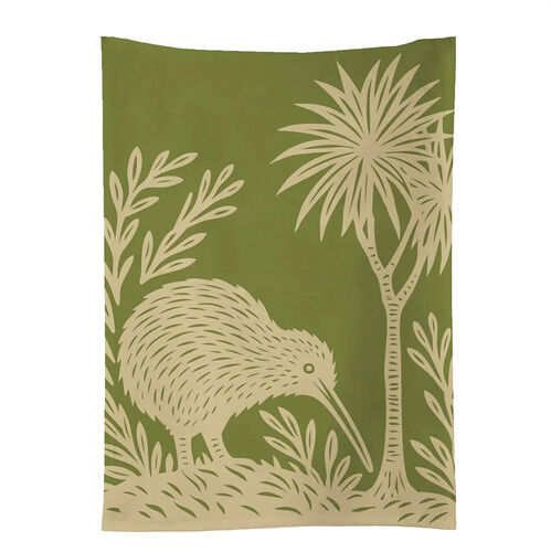 Woodcut Kiwi Tea Towel