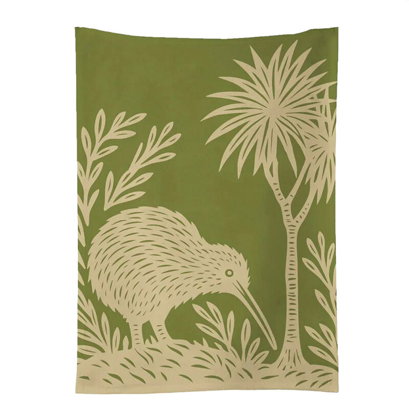 Woodcut Kiwi Tea Towel image number 0