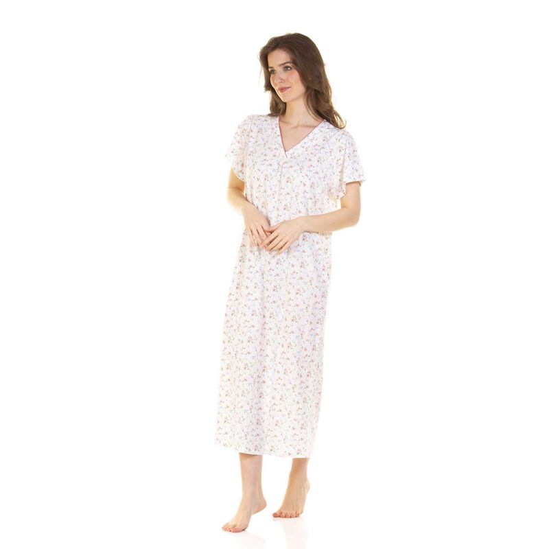 La Marquise Pleated Susan Cotton Rich Short Sleeve Full Length Nightdress image number 5