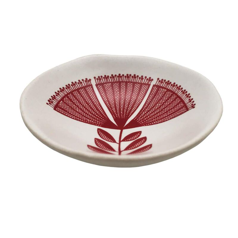 Jo Luping Red Pohutukawa Lace On White 7cm Bowl image number 1