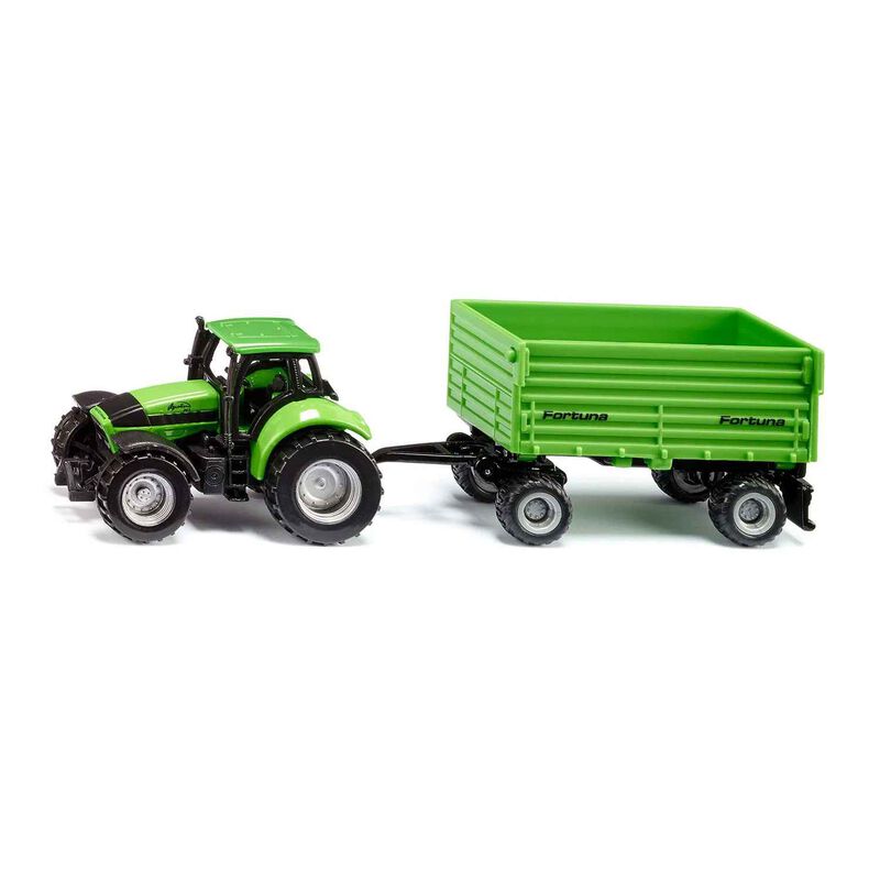Siku 1606 DEUTZ-FAHR with Fortuna 4-Wheel Trailer image number 0