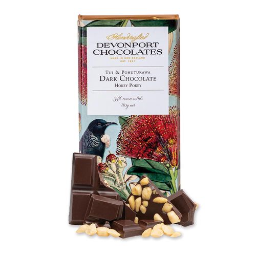 Devonport Chocolates Tui & Pohutakawa Hokey Pokey Dark Chocolate 80g