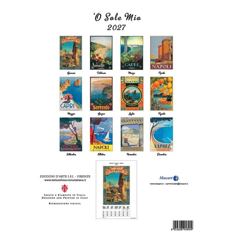 Istituto Fotocromo O' Sole Mio Italiano Medium Art Calendar 2027 image number 2
