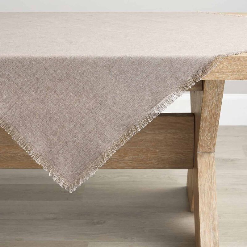 Pottery Barn Frayed Linen Table Throw Flax image number 0