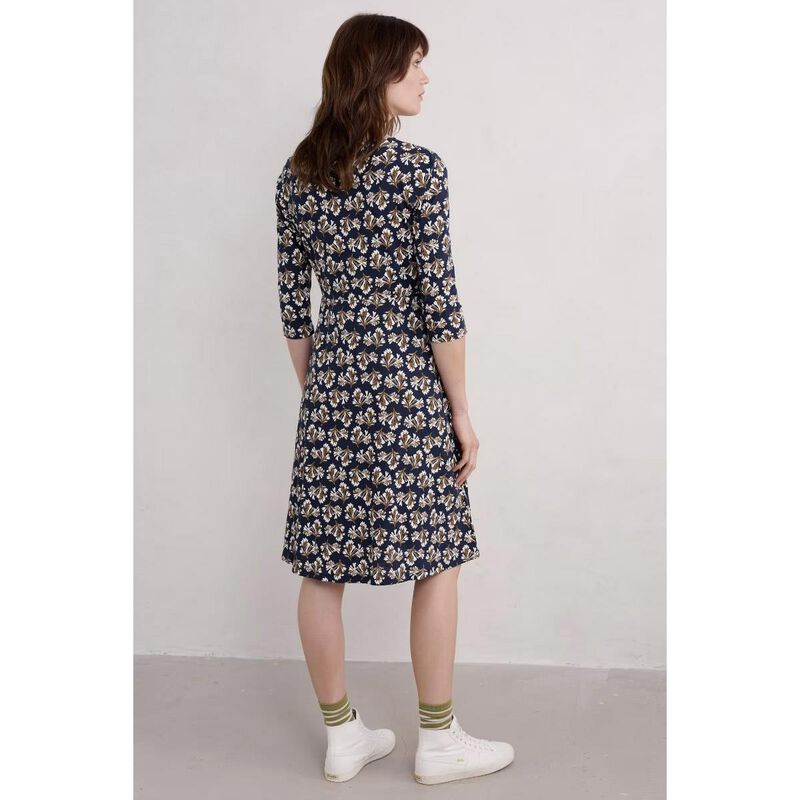 Seasalt Cornwall 3/4 Enor Dress Printed Seaweed Maritime image number 1