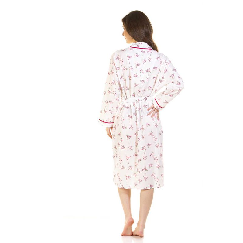 La Marquise Meadow Woven Polycotton Robe With Satin Trim & Pockets image number 4