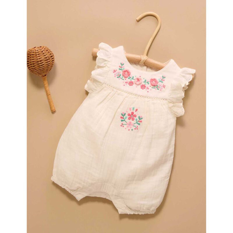 Purebaby Embroidered Romper image number 1