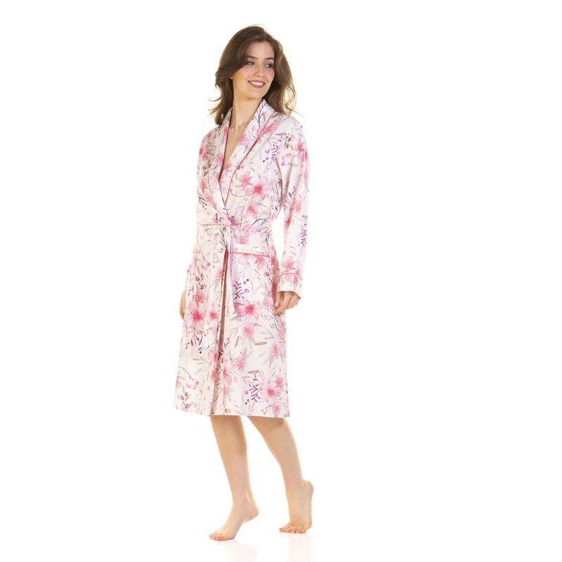 La Marquise Pure Cotton Robe With Contrast Piping & Pockets image number 5