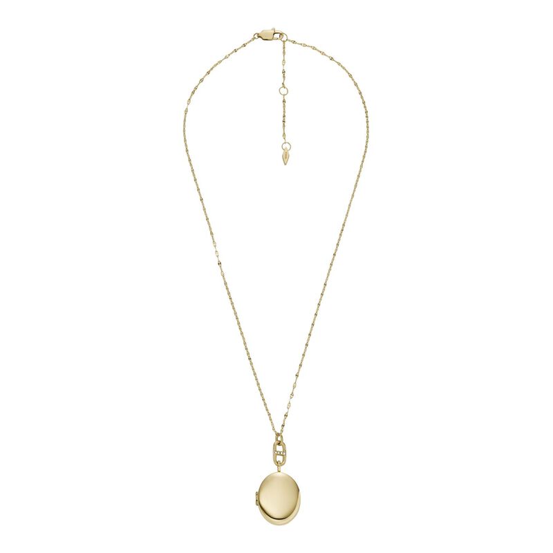 Fossil Heritage Locket Collection Gold-Tone Stainless Steel Chain Necklace image number 1