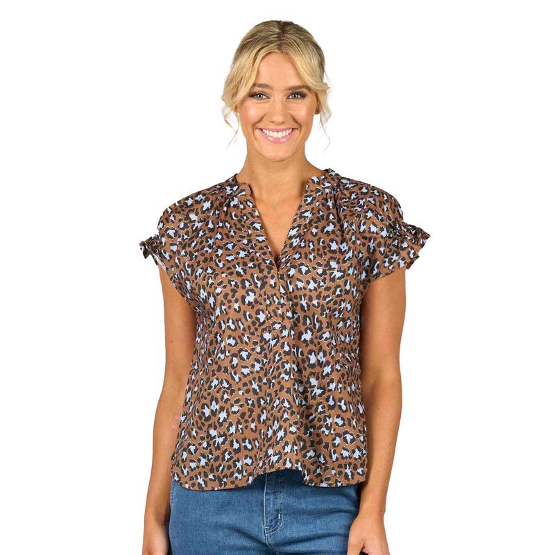Vassalli Printed Drop Shoulder Top With Shirring Detail image number 4