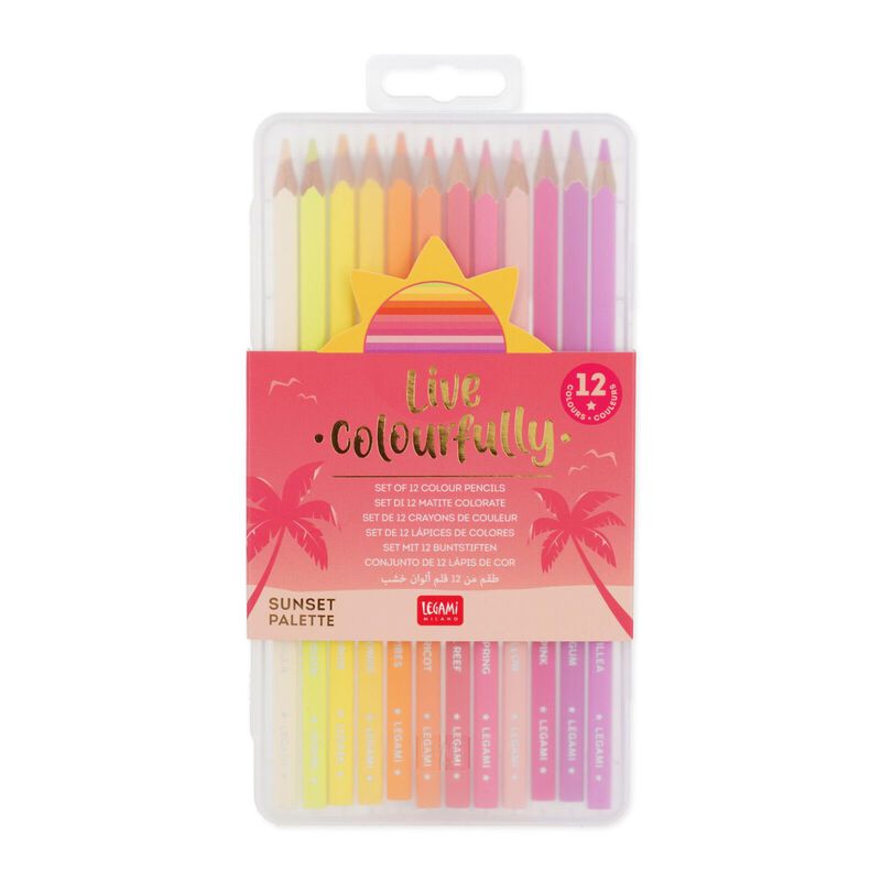 Legami Live Colourfully: Colouring Pencils Set of 12 - Sunset Palette image number 0