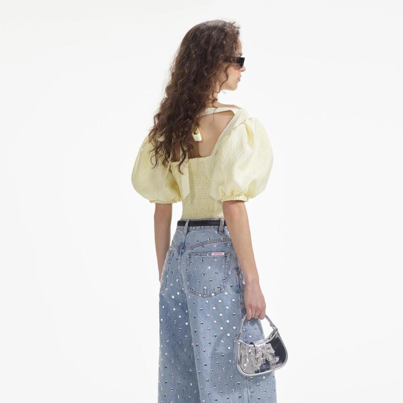 Self Portrait Yellow Jacquard Top image number 1
