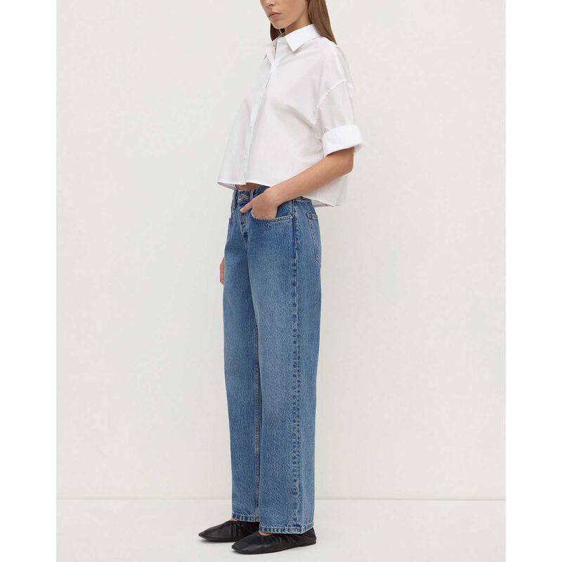 Assembly Label Aurora Cropped Cotton Poplin Shirt White image number 3
