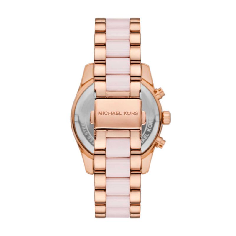Michael Kors Lexington Chronograph Pink Ceramic And Rose Gold-Tone SS Watch image number 1