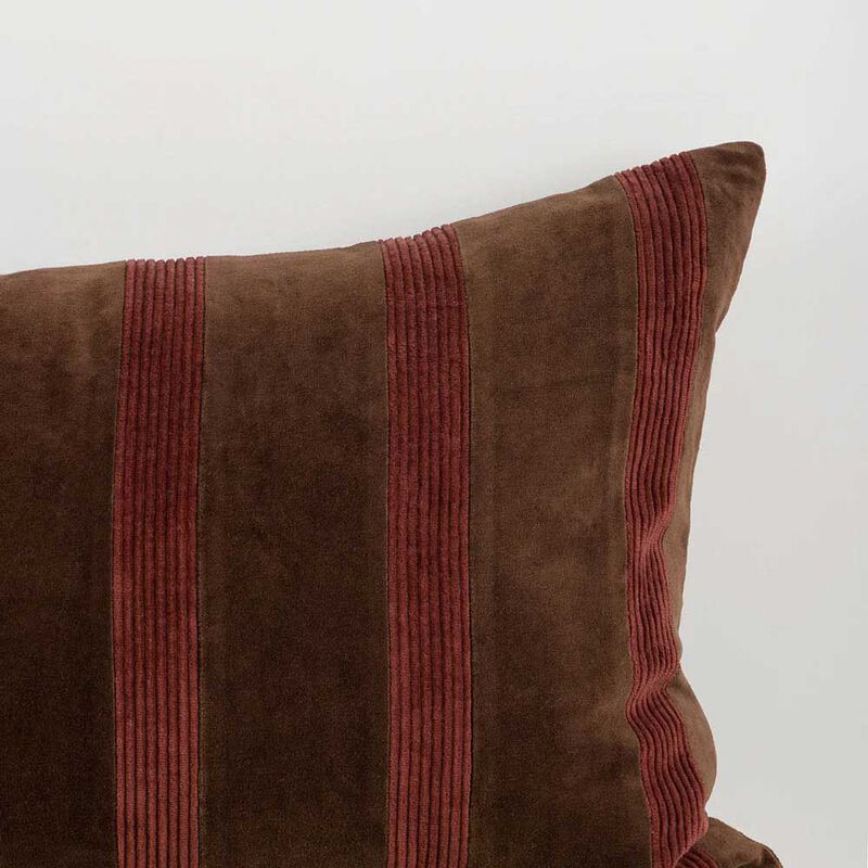 Baya Huxley Cushion With Feather Inner 40x90cm - Chocolate/Cherry image number 2