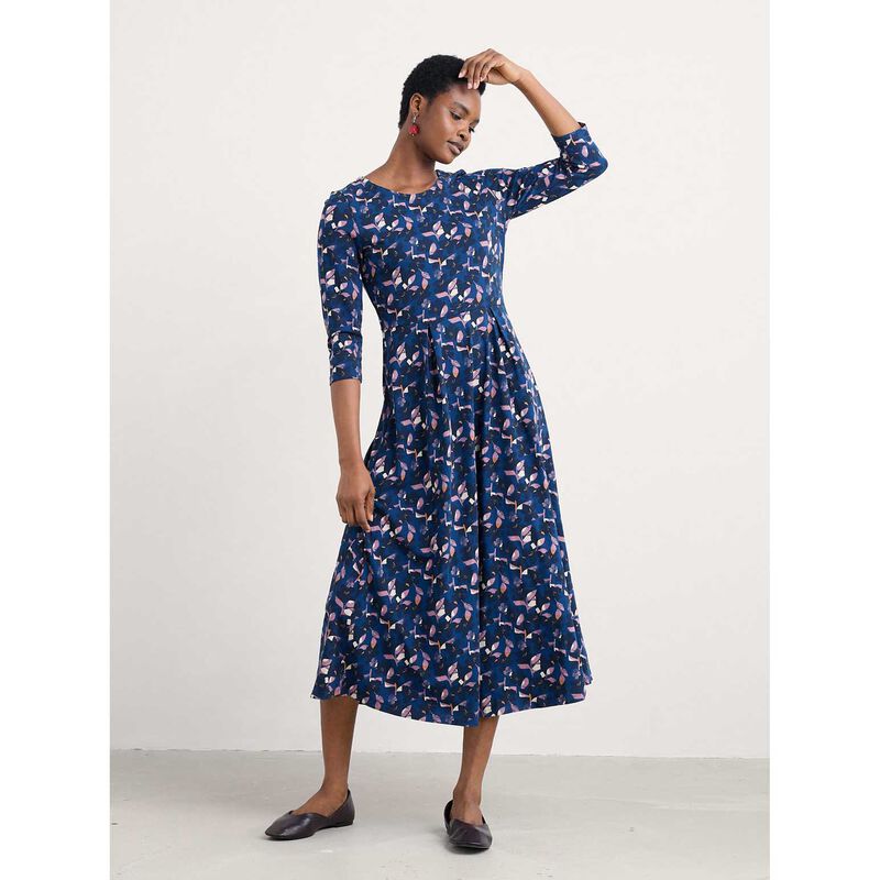 Seasalt Cornwall Veronica Dress Macro Flower Marine image number 1