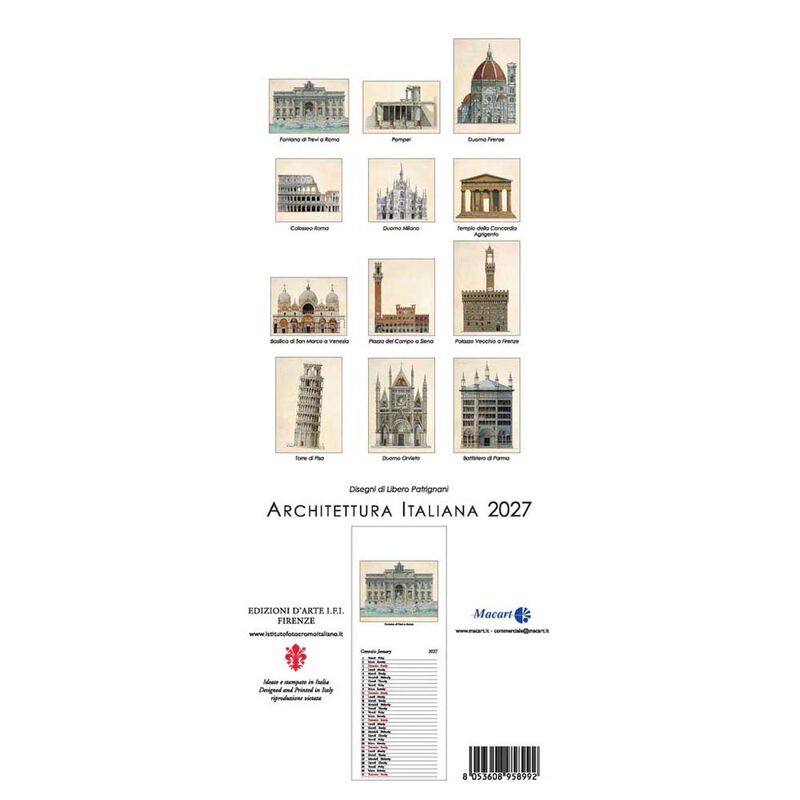 Istituto Fotocromo Architettura Italiana Slim Art Calendar 2027 image number 2