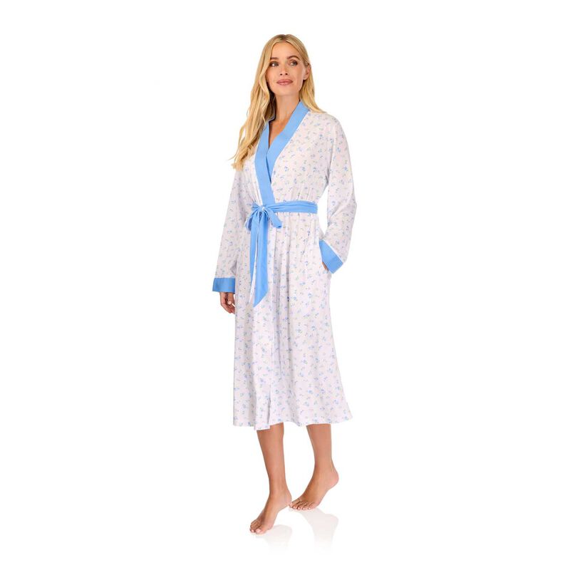 La Marquise Vintage Blossoms Cotton-Rich Jersey Long Sleeve Wrap Robe image number 2