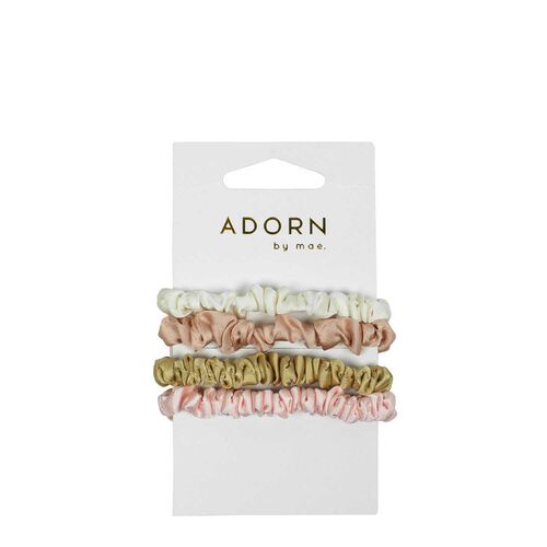 Adorn By Mae Elastics Slim Scrunchies Nudes