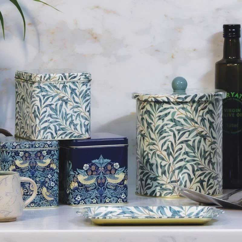 Arts & Crafts Set Of 3 Square Tins Blues 108x108x110mm image number 3