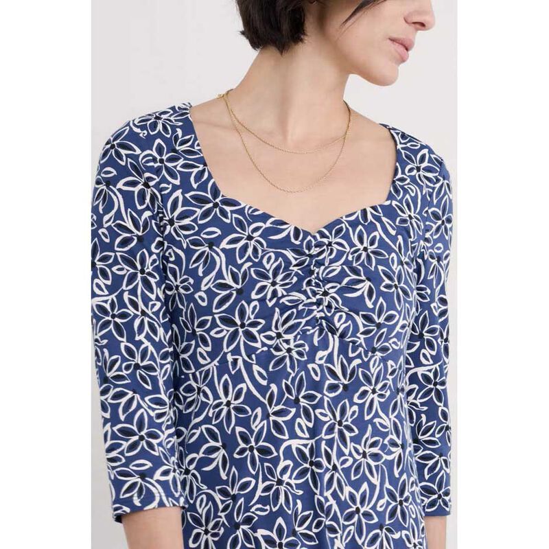 Seasalt Cornwall 3/4 Secret Cove Dress Harbour Floral Washed Marine image number 3