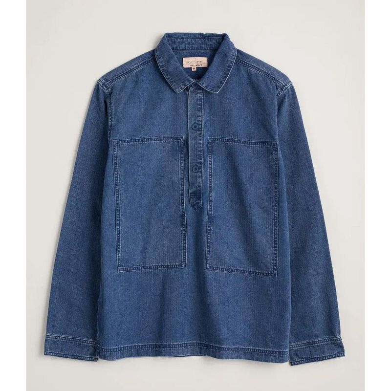 Seasalt Cornwall Men's Hawser Shirt Dark Mid Indigo Wash image number 2