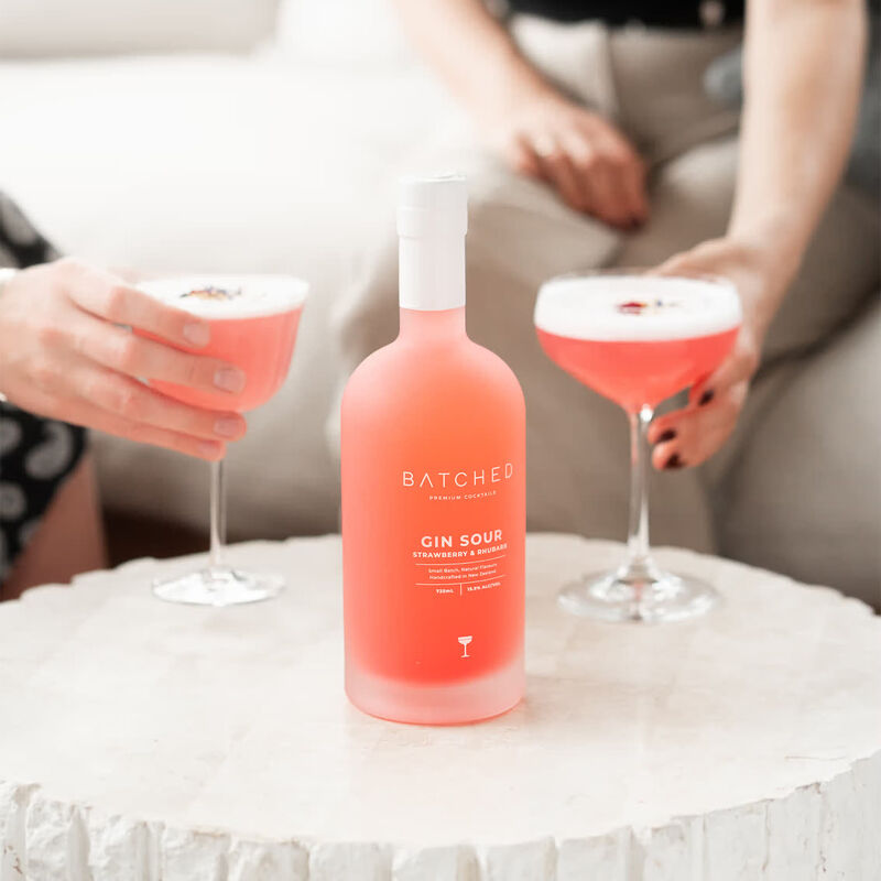 Batched Gin Sour - Strawberry & Rhubarb 725ml image number 1
