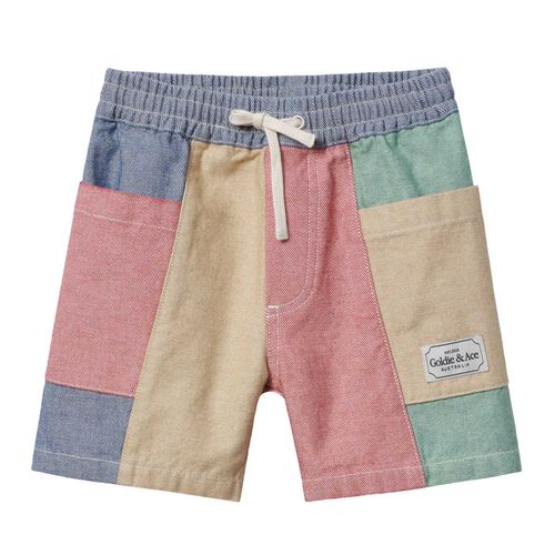 Goldie + Ace Patchwork Noah Pocket Shorts 6M-2Y
