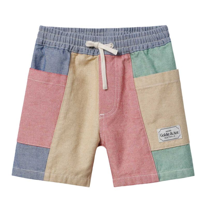 Goldie + Ace Patchwork Noah Pocket Shorts 6M-2Y image number 0
