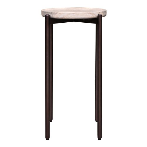 Vista Athen Tall Side Table - Travertine Finish