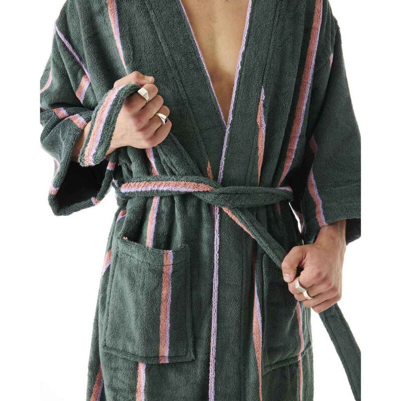 Kip&Co Wakame Crush Stripe Bamboo Terry Bath Robe image number 2
