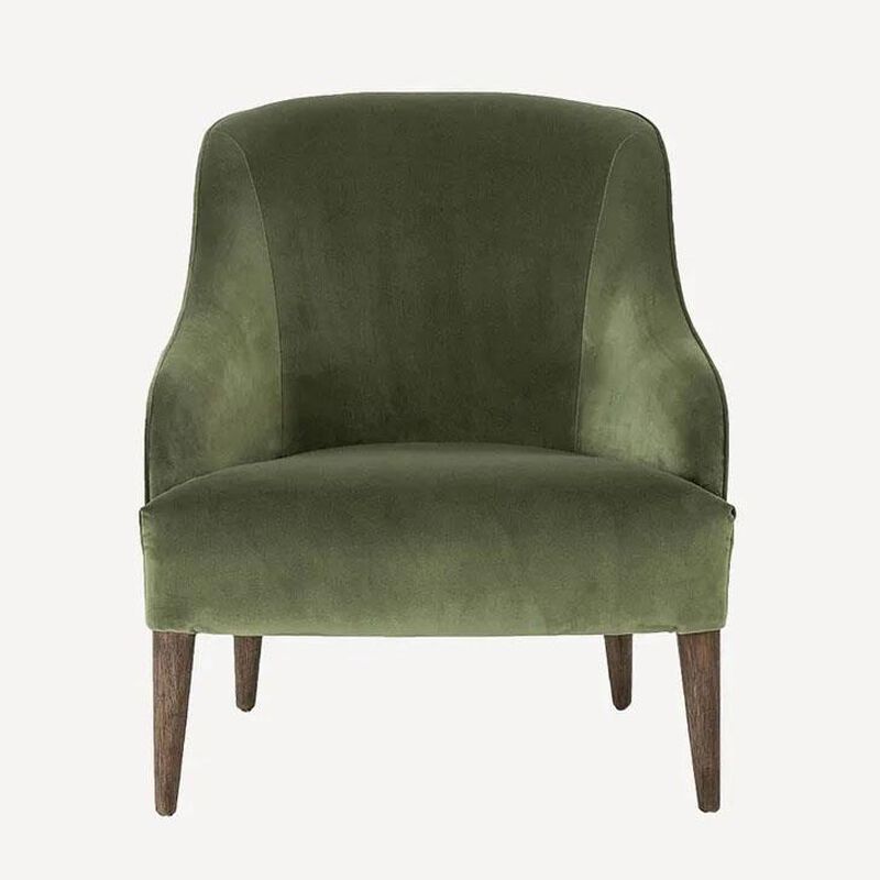 French Country Lupita Olive Velvet Lounge Chair image number 1