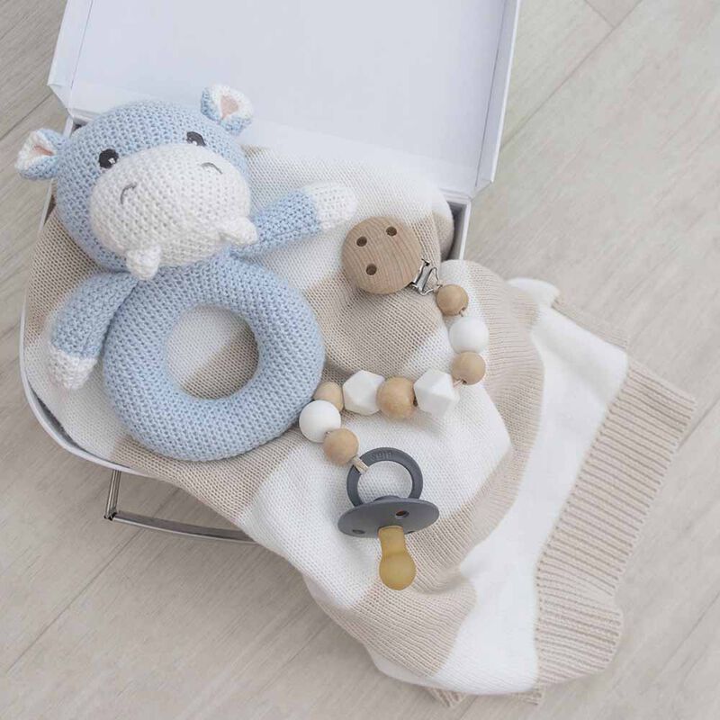 Living Textiles Whimsical Knit Rattle - Henry Hippo image number 1